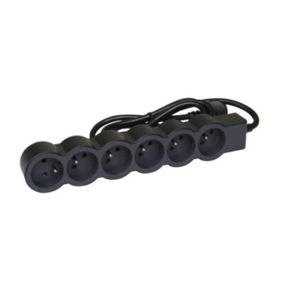 Rallonge Multiprise 6 Prises De 1,5m Noir et Gris Fonce