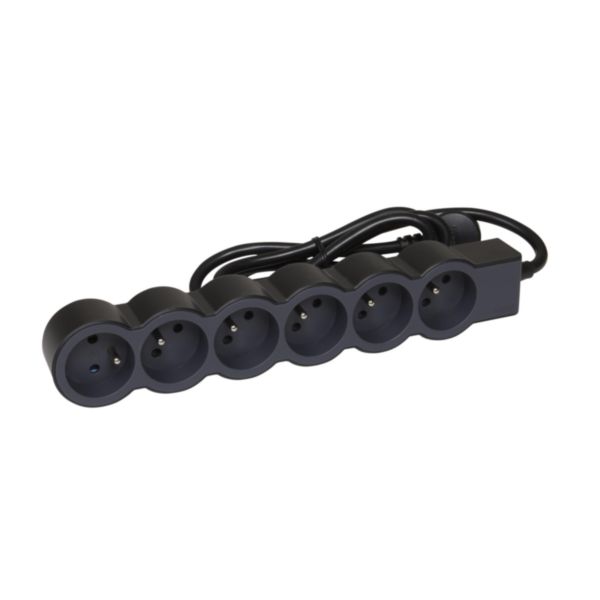 Rallonge Multiprise 6 Prises De 1,5m Noir et Gris Fonce